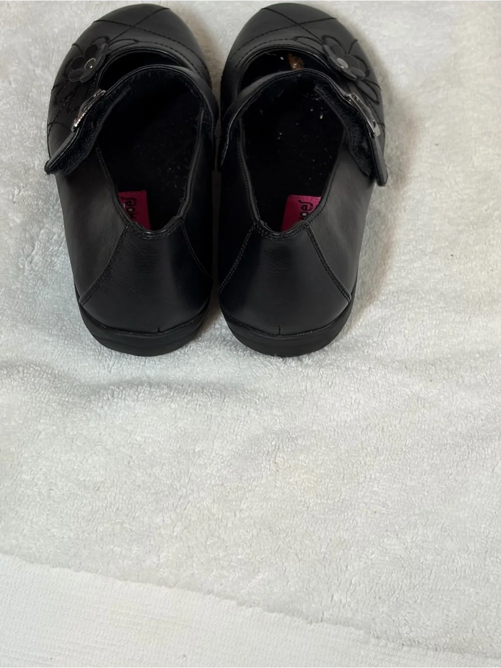 Rachel Shoes Black Girls Mary Jane Dress Flats with Flower Accent